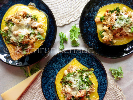 Sausage and Kale Stuffed Acorn Squash Set 6