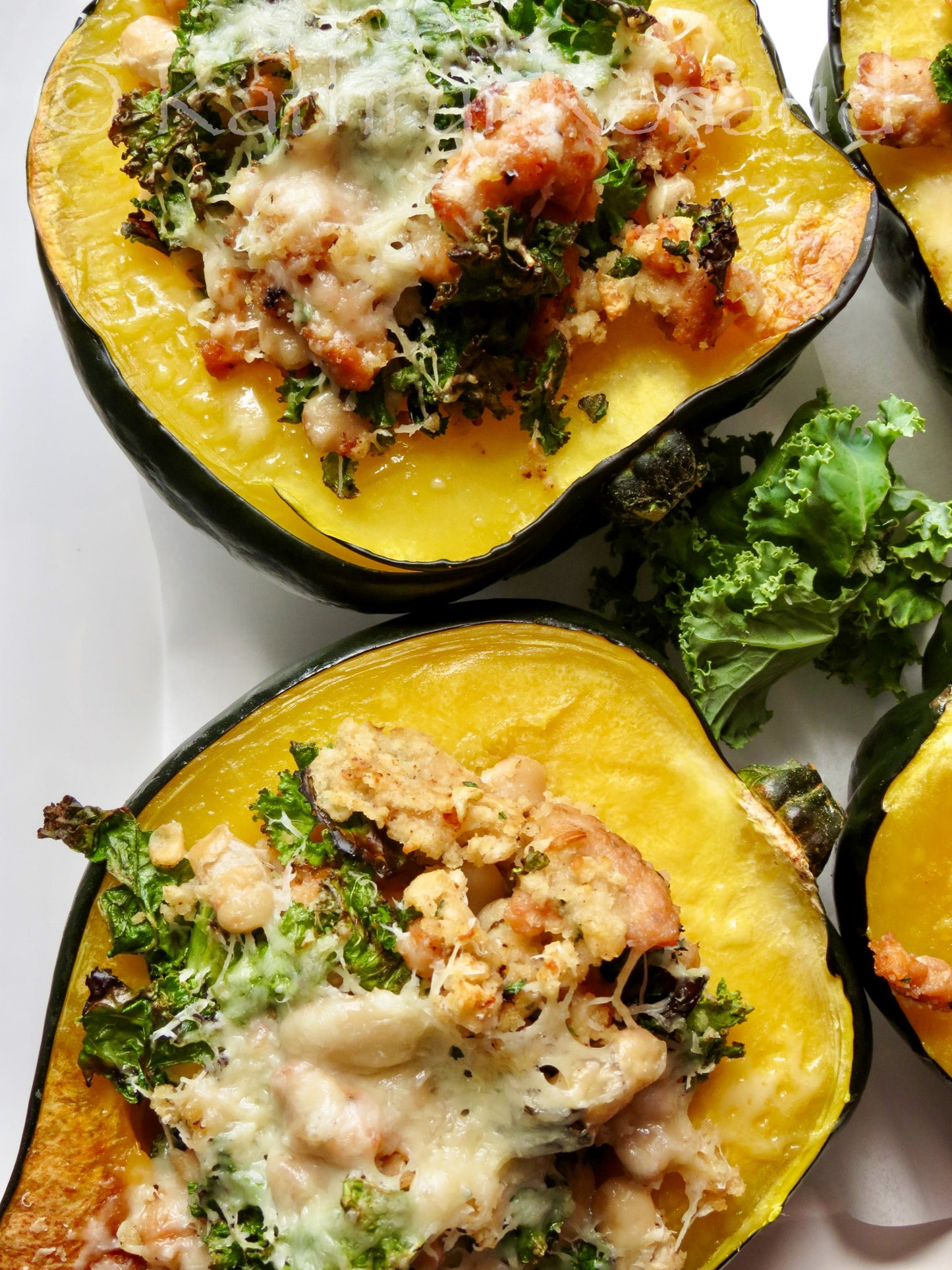 Sausage and Kale Stuffed Acorn Squash Set 5