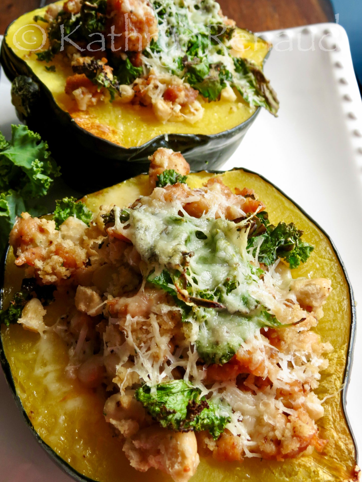 Sausage and Kale Stuffed Acorn Squash Set 5