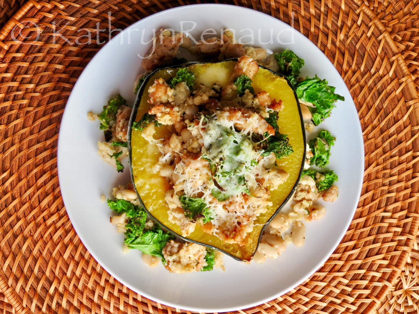 Sausage and Kale Stuffed Acorn Squash Set 4