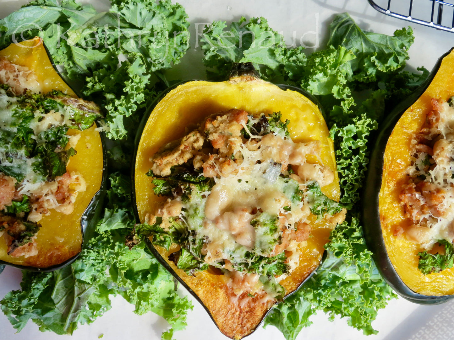 Sausage and Kale Stuffed Acorn Squash Set 3